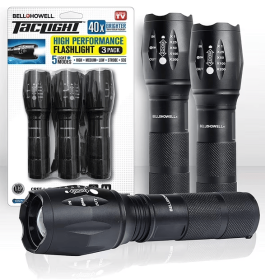 Taclight Tac Flashlight Weatherproof 5 Light Modes 40x Brighter 3 Packs 1lb as Seen on TV