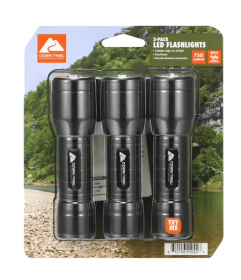 Ozark Trail 750 Lumen LED Flashlight 3-Pack, Water-Resistant, Impact-Resistant, Batteries Included