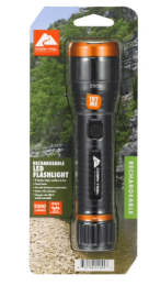 Ozark Trail 2500 Lumen Rechargeable Flashlight with USB Charging, Water-Resistant, and Heavy-Duty Design