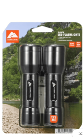 Ozark Trail 500 Lumen LED Flashlight Set - 2 Pack with Batteries, Water-Resistant & Durable Design