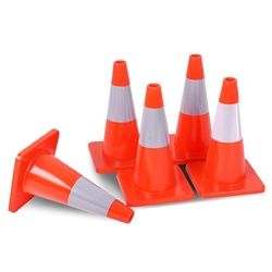 5 pcs 18" Slim Fluorescent Safety Parking Traffic Cones