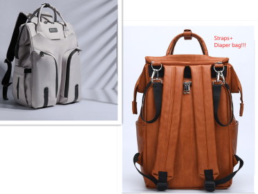 Mother And Baby Bag Back Milk Bag Mommy Bag Shoulders (Color: Grey set A)