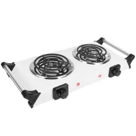 2000W Electric Dual Burner Portable Coil Heating Hot Plate Stove Countertop RV Hotplate with 5 Temperature Adjustments Portable Handles (Option: Double-Silver)