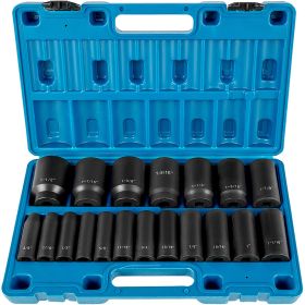 VEVOR Impact Socket Set 19 Piece Impact Sockets, Deep Socket, 6-Point Sockets, Rugged Construction, Cr-V,  With A Storage Cage (Option: Default)