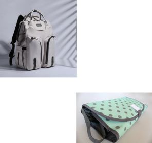 Mother And Baby Bag Back Milk Bag Mommy Bag Shoulders (Color: Grey set)