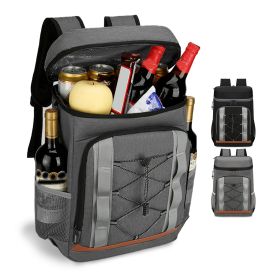 Cooler Backpack 36 Can Leakproof Insulated Cooler Backpack with 25L/6.6Gal for Picnic Camping Beach Hiking Fishing Travel (Option: Grey)