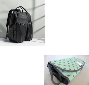 Mother And Baby Bag Back Milk Bag Mommy Bag Shoulders (Color: Black set)