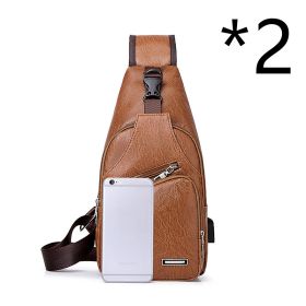 Casual Fashion Men's USB Charging Chest Bag (Color: 2pcs Light Brown)