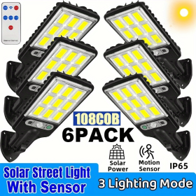 6 packs Solar Powered Motion Sensor Outdoor Garden Light with 108 COB LED Lights (Option: Pack of 6)